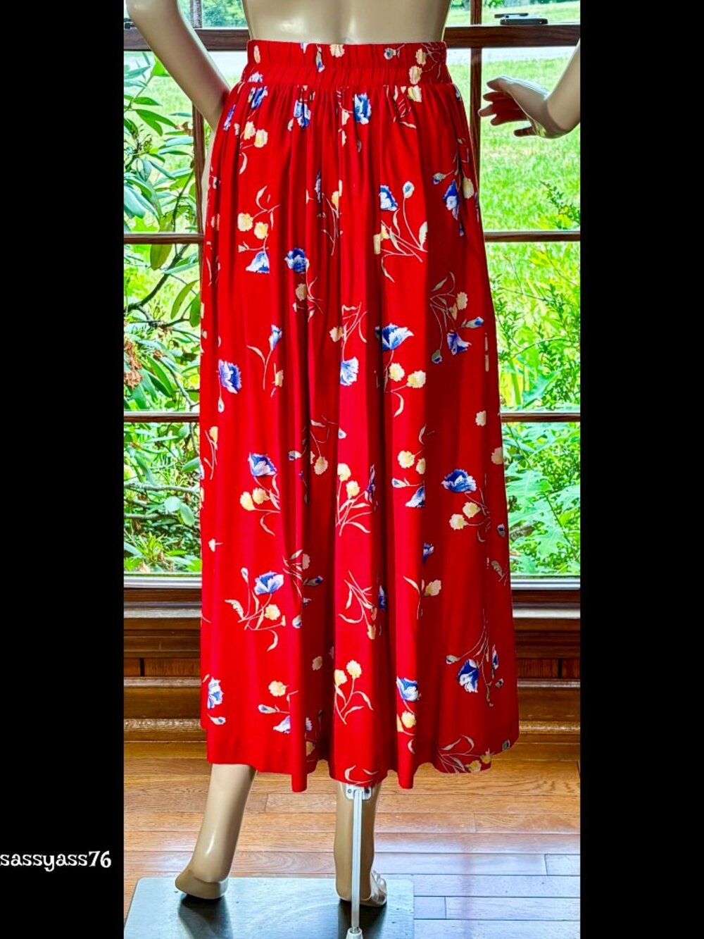 ▪️VTG▪️STONEBRIDGE▪️1990's Red Floral Pleated Bohemian Maxi Skirt - Picture 2 of 7